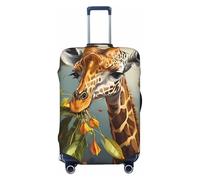 Salelf Giraffe Eating Leaves for Luggage Cover Washable Elasticated Suitcase Covers TSA Approved Stylish Dust and Scratch Resistant Case Protector for Kids and Adults, Black, Small