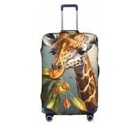 Salelf Giraffe Eating Leaves for Luggage Cover Washable Elasticated Suitcase Covers TSA Approved Stylish Dust and Scratch Resistant Case Protector for Kids and Adults, White, Medium