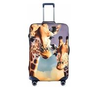 Salelf Giraffe Mother and Son for Luggage Cover Washable Elasticated Suitcase Covers TSA Approved Stylish Dust and Scratch Resistant Case Protector for Kids and Adults, White, Small