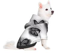 Salelf Glittering Grey Butterfly for Small Dog Hoodie for Winter Fall, Warm Polyester Puppy Clothes with Hood, Soft Cozy Dog Sweater for Small Breeds, Cold Weather Pet Apparel