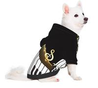 Salelf Golden Piano Music Note for Small Dog Hoodie for Winter Fall, Warm Polyester Puppy Clothes with Hood, Soft Cozy Dog Sweater for Small Breeds, Cold Weather Pet Apparel