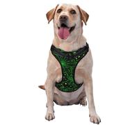 Salelf Green Bright Web with Spiders No Pull Dog Harness Reflective Adjustable Pet VES No Choke Front Clip Pet Harness with 2 Leash Clips + 1 Pet Leash for Large Dog Walking