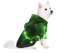 Salelf Green Lightning for Small Dog Hoodie for Winter Fall, Warm Polyester Puppy Clothes with Hood, Soft Cozy Dog Sweater for Small Breeds, Cold Weather Pet Apparel