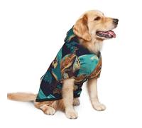 Salelf Green Turtle in Sea Water for Dog Hoodie Sweatshirt for Large Dogs, Winter Warm Fleece Lined Polyester Jacket for German Shepherd Golden Retriever, Reflective Strips for Night Walk