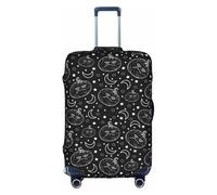 Salelf Halloween Moody Pumpkin for Luggage Cover Washable Elasticated Suitcase Covers TSA Approved Stylish Dust and Scratch Resistant Case Protector for Kids and Adults, White, S