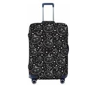Salelf Halloween Moody Pumpkin for Luggage Cover Washable Elasticated Suitcase Covers TSA Approved Stylish Dust and Scratch Resistant Case Protector for Kids and Adults, Black, Medium
