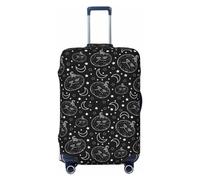 Salelf Halloween Moody Pumpkin Luggage Cover Washable Elasticated Luggage Covers for Suitcase TSA Approved Stylish Scratch Resistant Luggage Case Protector, Black, S (18.8-20.8 in suitcase)