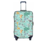 Salelf Hand Draw Animals for Luggage Cover Washable Elasticated Suitcase Covers TSA Approved Stylish Dust and Scratch Resistant Case Protector for Kids and Adults, White, Large