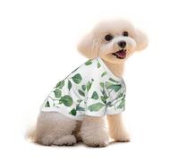 Salelf Hand Painted Eucalyptus for Pure Cotton Pet T-Shirt for Dogs & Cats - Soft, Breathable Summer Tee or Sleeveless Vest, for Small Medium Breeds with Sensitive Skin