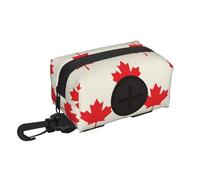 Salelf Happy Canada Day for Dog Poop Bag Holder for Leash Doggie Waste Bag Dispenser with Carabiner Clip Soft Fabric Zipper Small Doggy Puppy Pouch
