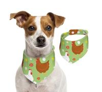Salelf Happy Chicken Family for Dog Bandana Adjustable - Quick Dry & Breathable Cotton, Cute Floral Pattern for Small Medium Large Dogs, Perfect for Holiday Photos