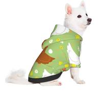 Salelf Happy Chicken Family for Small Dog Hoodie for Winter Fall, Warm Polyester Puppy Clothes with Hood, Soft Cozy Dog Sweater for Small Breeds, Cold Weather Pet Apparel