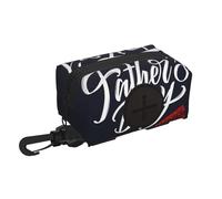 Salelf Happy Father's Day for Dog Poop Bag Holder for Leash Doggie Waste Bag Dispenser with Carabiner Clip Soft Fabric Zipper Small Doggy Puppy Pouch