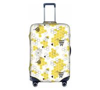 Salelf Heart Shaped Honeycomb for Luggage Cover Washable Elasticated Suitcase Covers TSA Approved Stylish Dust and Scratch Resistant Case Protector for Kids and Adults, White, X-Large