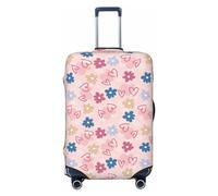 Salelf Hearts and Daisy Luggage Cover Washable Elasticated Luggage Covers for Suitcase TSA Approved Stylish Scratch Resistant Luggage Case Protector, Black, X-L (28.3-31.5 in suitcase)