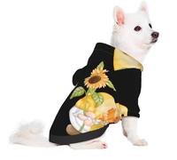 Salelf Hello Spring Sunflower Gnomes for Small Dog Hoodie for Winter Fall, Warm Polyester Puppy Clothes with Hood, Soft Cozy Dog Sweater for Small Breeds, Cold Weather Pet Apparel
