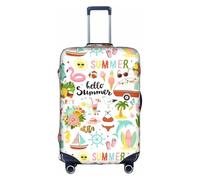 Salelf Hello Summer for Luggage Cover Washable Elasticated Suitcase Covers TSA Approved Stylish Dust and Scratch Resistant Case Protector for Kids and Adults, White, S