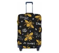 Salelf Hohey Bee Golden Embroidery for Luggage Cover Washable Elasticated Suitcase Covers TSA Approved Stylish Dust and Scratch Resistant Case Protector for Kids and Adults, Black, X-Large