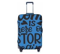 Salelf Home is Where Our Story Begins for Luggage Cover Washable Elasticated Suitcase Covers TSA Approved Stylish Dust and Scratch Resistant Case Protector for Kids and Adults, Black, M