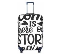 Salelf Home is Where Our Story Begins for Luggage Cover Washable Elasticated Suitcase Covers TSA Approved Stylish Dust and Scratch Resistant Case Protector for Kids and Adults, White, X-Large