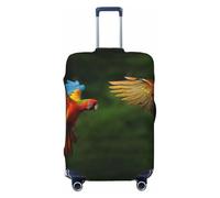 Salelf Hybrid Parrot in the Forest for Luggage Cover Washable Elasticated Suitcase Covers TSA Approved Stylish Dust and Scratch Resistant Case Protector for Kids and Adults, Black, Medium