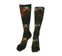 Salelf Hybrid Parrot in the Forest Womens Thigh High Socks Warm Knee High Socks Casual Long Stockings for Daily Wear, Black, One Size