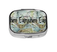 Salelf I Haven't Been Everywhere But Its On My List Pill Box 2 Compartment Medicine Pill Case Portable Metal Pill Organizer Vitamin Travel Case Pill Holder for Purses