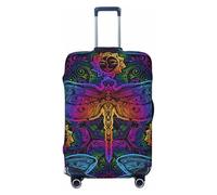 Salelf Indian Mandalas Dragonfly for Luggage Cover Washable Elasticated Suitcase Covers TSA Approved Stylish Dust and Scratch Resistant Case Protector for Kids and Adults, Black, Small