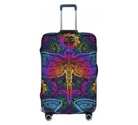 Salelf Indian Mandalas Dragonfly for Luggage Cover Washable Elasticated Suitcase Covers TSA Approved Stylish Dust and Scratch Resistant Case Protector for Kids and Adults, White, Small