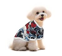 Salelf Japanese Waves2 for Pure Cotton Pet T-Shirt for Dogs & Cats - Soft, Breathable Summer Tee or Sleeveless Vest, for Small Medium Breeds with Sensitive Skin