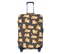 Salelf Kawaii Shiba Inu Dogs for Luggage Cover Washable Elasticated Suitcase Covers TSA Approved Stylish Dust and Scratch Resistant Case Protector for Kids and Adults, Black, XL