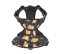 Salelf Kawaii Shiba Inu Dogs No Pull Dog Harness Reflective Adjustable Pet VES No Choke Front Clip Pet Harness with 2 Leash Clips + 1 Pet Leash for Large Dog Walking