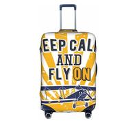 Salelf Keep Calm and Fly On for Luggage Cover Washable Elasticated Suitcase Covers TSA Approved Stylish Dust and Scratch Resistant Case Protector for Kids and Adults, White, Large