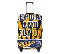 Salelf Keep Calm and Fly On for Luggage Cover Washable Elasticated Suitcase Covers TSA Approved Stylish Dust and Scratch Resistant Case Protector for Kids and Adults, Black, XL