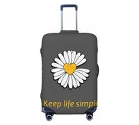 Salelf Keep Life Simple Daisy Flower Luggage Cover Washable Elasticated Luggage Covers for Suitcase TSA Approved Stylish Scratch Resistant Luggage Case Protector, Black, X-L (28.3-31.5 in suitcase)