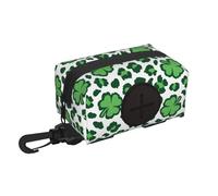 Salelf Leopard for St. Patrick's Day for Dog Poop Bag Holder for Leash Doggie Waste Bag Dispenser with Carabiner Clip Soft Fabric Zipper Small Doggy Puppy Pouch