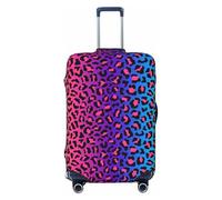 Salelf Leopard Neon Rainbow Gradient for Luggage Cover Washable Elasticated Suitcase Covers TSA Approved Stylish Dust and Scratch Resistant Case Protector for Kids and Adults, Black, L