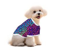 Salelf Leopard Neon Rainbow Gradient for Pure Cotton Pet T-Shirt for Dogs & Cats - Soft, Breathable Summer Tee or Sleeveless Vest, for Small Medium Breeds with Sensitive Skin