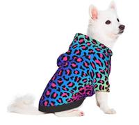 Salelf Leopard Neon Rainbow Gradient for Small Dog Hoodie for Winter Fall, Warm Polyester Puppy Clothes with Hood, Soft Cozy Dog Sweater for Small Breeds, Cold Weather Pet Apparel