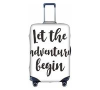 Salelf Let The Adventure Begin for Luggage Cover Washable Elasticated Suitcase Covers TSA Approved Stylish Dust and Scratch Resistant Case Protector for Kids and Adults, White, Medium