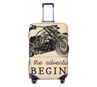 Salelf Let The Adventure Begin for Luggage Cover Washable Elasticated Suitcase Covers TSA Approved Stylish Dust and Scratch Resistant Case Protector for Kids and Adults, Black, L