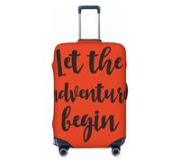Salelf Let The Adventure Begin for Luggage Cover Washable Elasticated Suitcase Covers TSA Approved Stylish Dust and Scratch Resistant Case Protector for Kids and Adults, Black, Medium