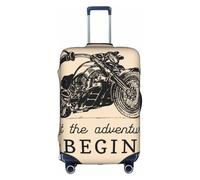 Salelf Let The Adventure Begin for Luggage Cover Washable Elasticated Suitcase Covers TSA Approved Stylish Dust and Scratch Resistant Case Protector for Kids and Adults, White, L