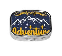 Salelf Let The Adventure Begins Pill Box 2 Compartment Medicine Pill Case Portable Metal Pill Organizer Vitamin Travel Case Pill Holder for Purses