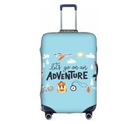 Salelf Let's Go on an Adventure for Luggage Cover Washable Elasticated Suitcase Covers TSA Approved Stylish Dust and Scratch Resistant Case Protector for Kids and Adults, White, Medium