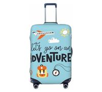 Salelf Let's Go on an Adventure for Luggage Cover Washable Elasticated Suitcase Covers TSA Approved Stylish Dust and Scratch Resistant Case Protector for Kids and Adults, Black, X-Large