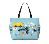 Salelf Let's Go on an Adventure Large Beach Tote Bag for Women Extra Large Capacity Waterproof Sandproof Pool Bag Suitable for Swimming Pool Gym Travel
