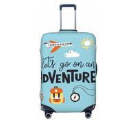 Salelf Let's Go on an Adventure Luggage Cover Washable Elasticated Luggage Covers for Suitcase TSA Approved Stylish Scratch Resistant Luggage Case Protector, Black, X-L (28.3-31.5 in suitcase)