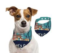 Salelf Let's go Travel for Dog Bandana Adjustable - Quick Dry & Breathable Cotton, Cute Floral Pattern for Small Medium Large Dogs, Perfect for Holiday Photos