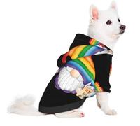 Salelf LGBT Gnome for Small Dog Hoodie for Winter Fall, Warm Polyester Puppy Clothes with Hood, Soft Cozy Dog Sweater for Small Breeds, Cold Weather Pet Apparel